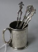 An Edwardian silver christening mug with military inscription relating to Colonel B.R. Dietz,