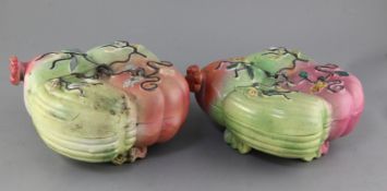 A pair of large Chinese enamelled porcelain "four-fruit" boxes and covers, 19th century, each