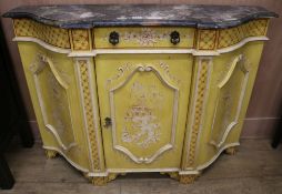 A French yellow painted Chinoiserie cabinet, W.112cm