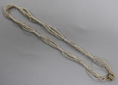 A Regency multi strand seed pearl choker necklace, 38cm.