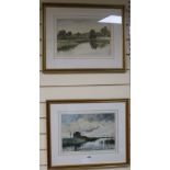 Theodore de BockwatercolourRiver landscape signed, 9.5 x 13.5in., and another similar landscape