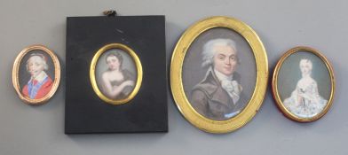 18th century and later3 watercolour and bodycolour on ivory and 1 oil on copperPortrait miniatures