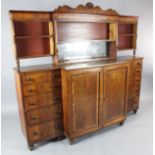 An unusual Regency cedarwood breakfronted side cabinet, circa 1815, the gallery with a shaped