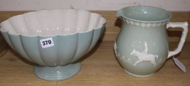 A Copeland jug, 7.5ins, and a Clarice Cliff bowl