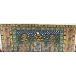 A large Indian painted wall hanging H.182cm, W.253cm