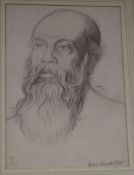 William Rothenstein (1872-1945)pencil drawingPortrait of a bearded Indian gentlemansigned