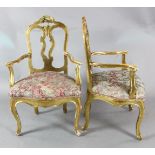 A pair of 18th century Italian gilt armchairs H. 3ft 2in.https://www.gorringes.co.uk/news/west-