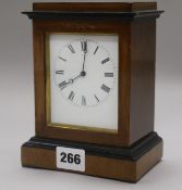 A Victorian mahogany cased eight day mantel timepiece H.17cm, W 13cm