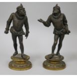 A pair of 19th century bronze figures of Renaissance gentleman H.7.5ins