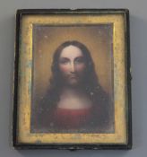 19th C. English Schooloil on ivoryMiniature of Christ15.5 x 13cm.https://www.gorringes.co.uk/news/