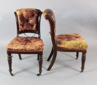 A set of twelve Victorian mahogany dining chairs with the label of Cowton & Sons Ltd, covered with