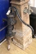 A Victorian black painted well pump, W.58cm