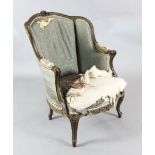 A Louis XV style armchair, late 19th century, covered in striped blue silkhttps://www.gorringes.co.