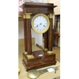 A French mahogany portico clock H.53cm, W.26.5cm