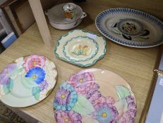 A collection of floral designed and other Susie Cooper, Gray's and Burslem chargers, plates, dish
