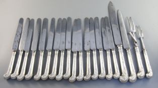 A set of 16 Victorian silver handled Elizabethan pattern table knives engraved with the Crewe