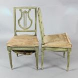 A set of six French painted lyre shaped side chairs, in the manner of Jacob,https://www.gorringes.