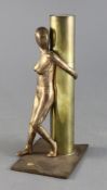 A Colin Miller gilt bronze 'nude and column' sculpture signed, dated 1975 and numbered 2/8, 8.5in.