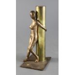 A Colin Miller gilt bronze 'nude and column' sculpture signed, dated 1975 and numbered 2/8, 8.5in.
