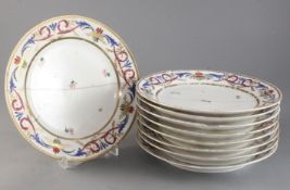 A set of nine 19th century Paris porcelain plates, width 9.25in.https://www.gorringes.co.uk/news/