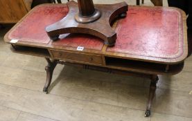 A leather top coffee table and a nest of tables, W.105cm