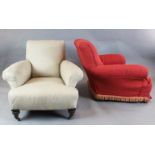 A pair of Victorian mahogany club armchairs, in the manner of Howard & Sons, with turned legs and