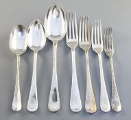 An extensive canteen of Old English pattern plated flatware all with Crewe monogram comprising 26