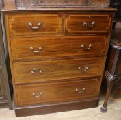 An Edwardian inlaid mahogany chest of drawers, W.92cm