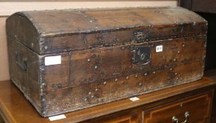 A Spanish Colonial dome top pine trunk, W.76cm