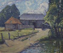 E.L. Rawlinsoil on canvasSussex barn and duck pondsigned20 x 24in.