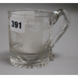 A William IV Sunderland Bridge engraved glass christening mug, dated 1834