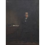 19th century English Schooloil on canvasPortrait of Charles Lamb (1775-1834), seated at a table with