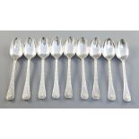 A set of 9 Victorian silver Elizabethan pattern teaspoons maker, William Eaton, London, 1845, 8.9