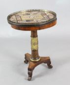 A Regency parcel gilt rosewood and specimen marble occasional table with galleried oval top, 1ft