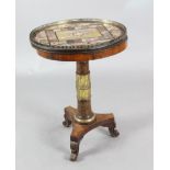 A Regency parcel gilt rosewood and specimen marble occasional table with galleried oval top, 1ft