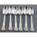 A set of six William IV silver hourglass pattern teaspoons maker William Theobalds, London, 1836,