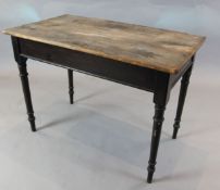 A Heal & Sons pine top ebonised side table 3ft 6in.https://www.gorringes.co.uk/news/west-horsley-