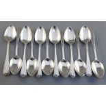 A set of twelve George III silver Old English shell pattern silver teaspoons, maker Thomas Wilkes