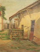 A. Doneuxoil on canvas,Woodstore beside a farmhouse,signed,18 x 145in., unframed