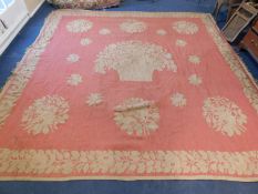 A Bessarabian carpet, Ukraine, circa 1900 the rose pink ground with ivory and aqua flower