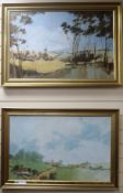 Robin Ashdownpair of oils on canvasChurches in landscapesone signed and dated '7518 x 28in.