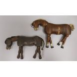 Two articulated wood figures of horses possibly Lay models L.9ins