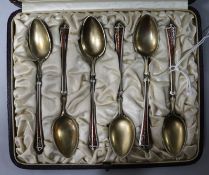 A set of late 19th century Norwegian silver gilt and enamel silver spoons, retailed by Tiffany & Co,