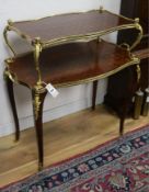 An early 20th century French ormolu mounted kingwood parquetry etagere, in the manner of Linke, W.