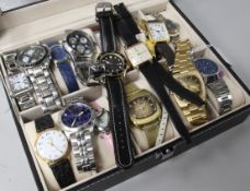 A gentleman's Omega wrist watch and seventeen other assorted lady's and gentleman's wrist watches.