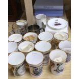 A collection of commemorative cups and Wedgwood plates