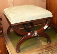 A Victorian rosewood 'X' framed stool, W.57cm