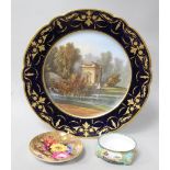 A Sevres cabinet plate, painted with a view titled to underside 'Pavillon de Musique à Trianon',