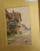 H E JameswatercolourChickens beside a country house 10.5 x 7in., a watercolour of Venice and another