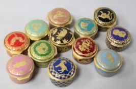 A set of twelve Halcyon Days Enamels Chinese Signs of the Zodiac boxes